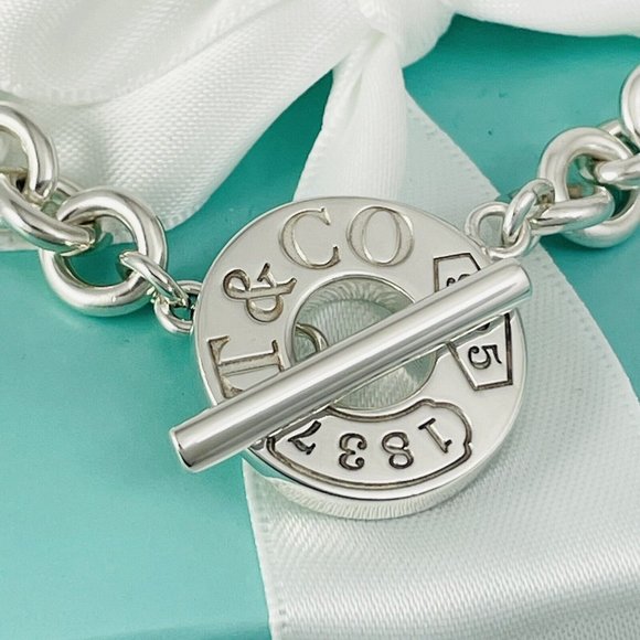 8.25" Large Tiffany & Co Sterling Silver 1837 Men's Unisex Toggle Bracelet - Picture 3 of 8